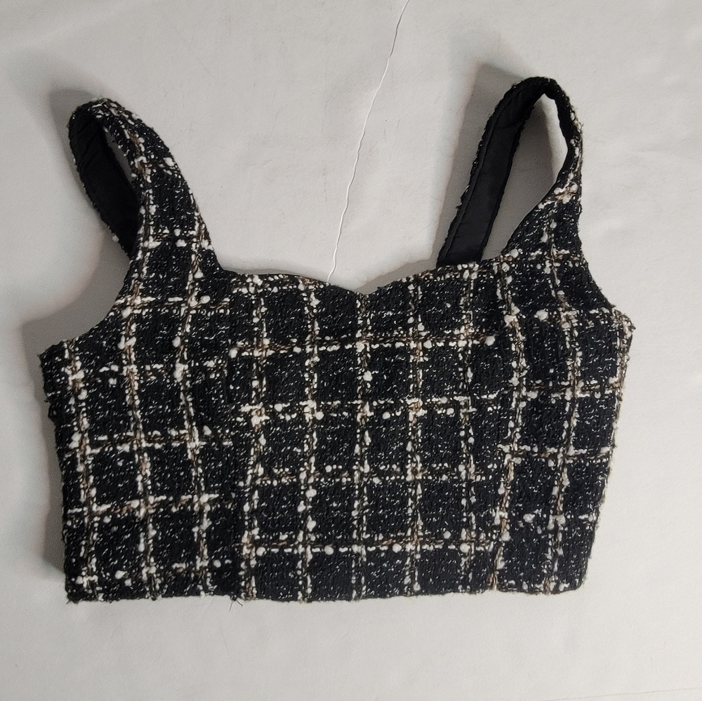 Abercrombie and fitch XS Tweed Cami Crop Top Knit Plaid